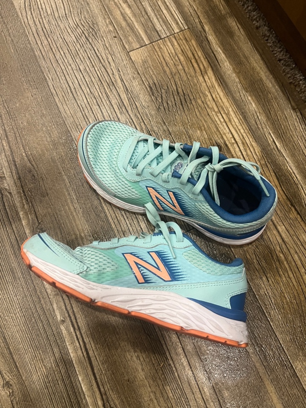 New Balance Mint Green & Coral Accent Athletic Sneakers